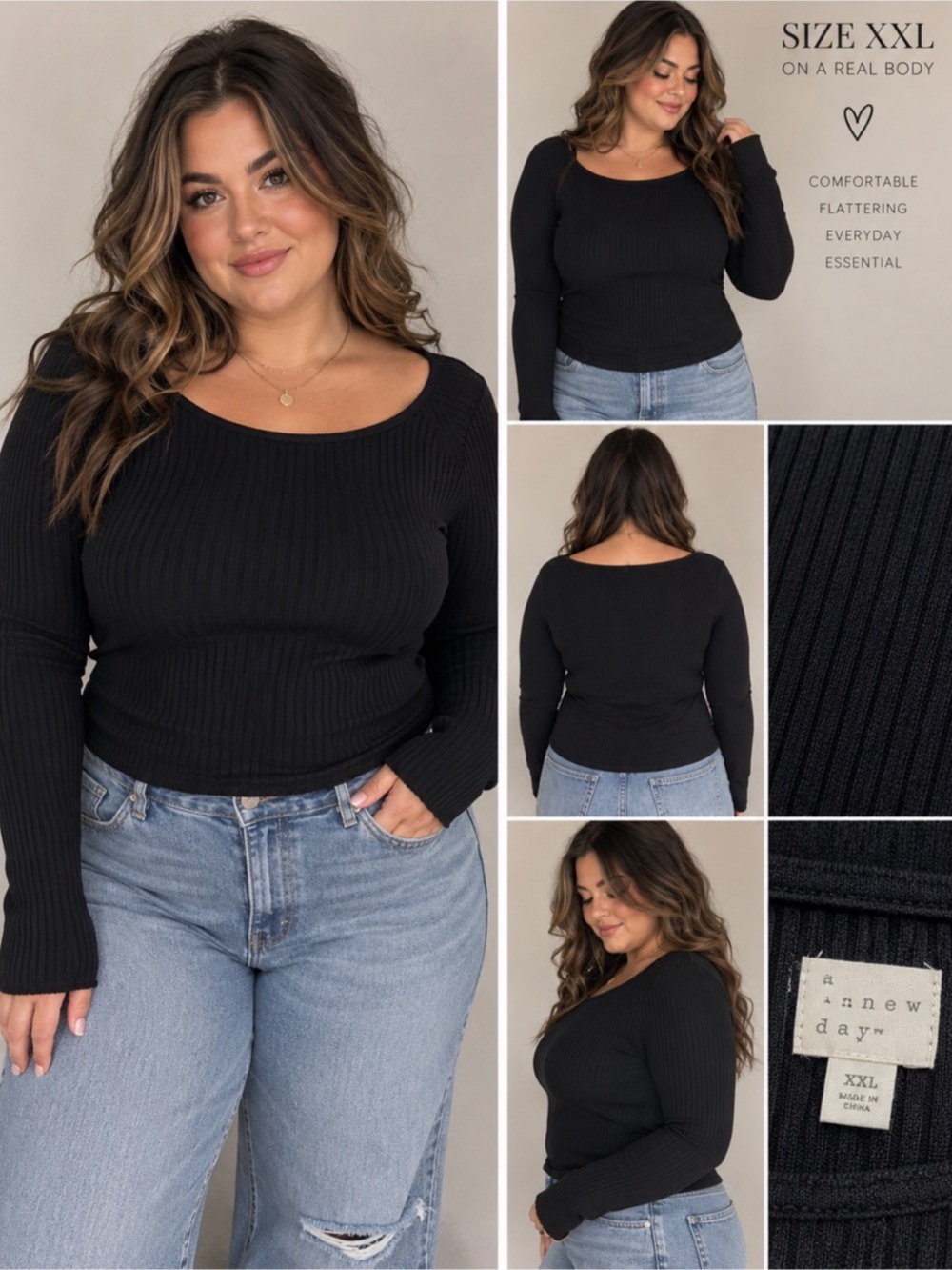Target brand Ribbed long sleeve swoop neck